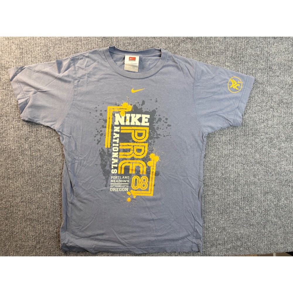Nike Team Pre Nationals 08 Portland Meadows Graphic Tee Blue Small XC Running S